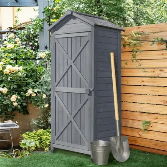 Outdoor Wooden Storage Sheds Fir Wood Lockers with Workstation-ModernLuxe image {9}