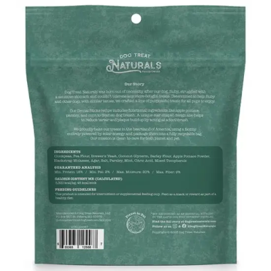 Dog Treat Naturals Dental Sticks - Chickpea & Mint 10oz (20ct), Freshens Breath image {1}