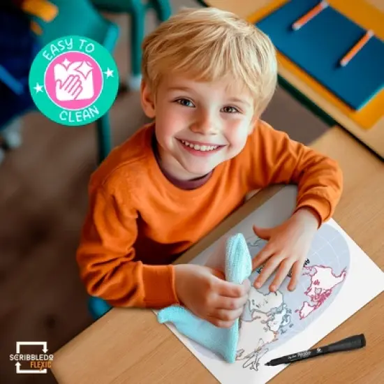 SCRIBBLEDO Continent Practice 9"x12" Dry Erase Sheets Pack of 10 image {3}