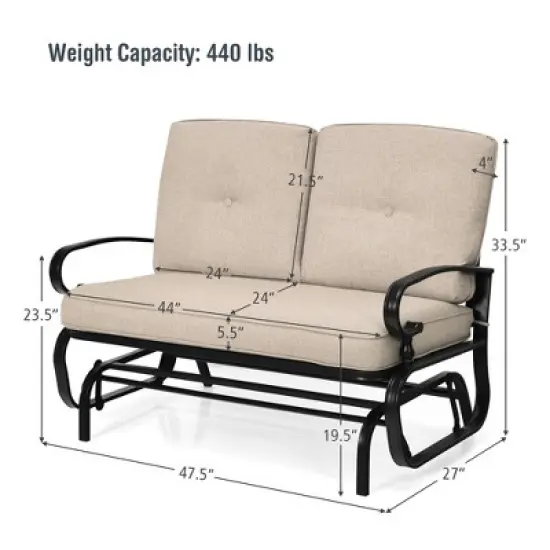 Costway 2-Person Outdoor Swing Glider Chair Bench Loveseat Cushioned Sofa image {4}
