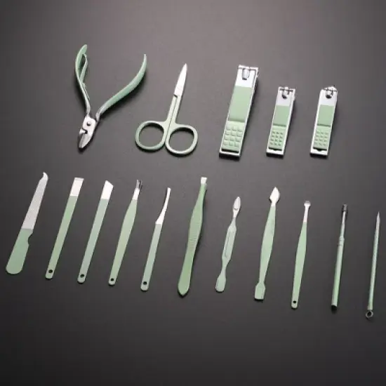 Unique Bargains 16 Pcs Manicure Set Stainless Steel Nail Clippers Pedicure Kit With Case image {2}