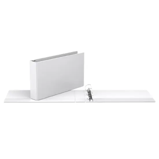 Easyview 2pk 2" Premium Angled D-Ring Binders 11x17" White: Polypropylene Hard Cover, 475 Sheet Capacity, 2 Pockets image {1}