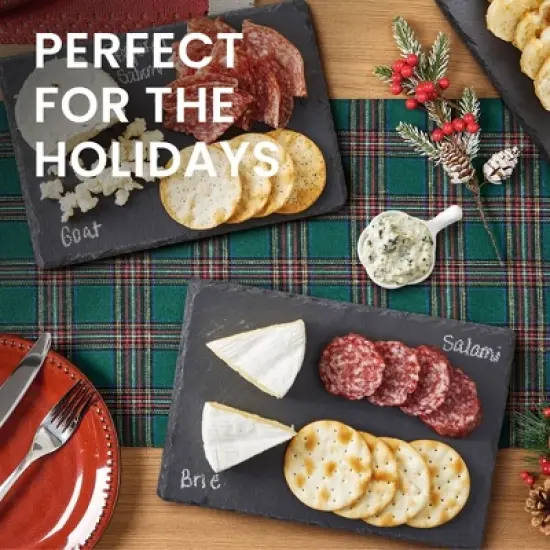 Juvale 6 Pack Mini Slate Charcuterie Boards Set with Chalk - Individual Stone Serving Plates for Cheese, Sushi, Food (6x8.7 in) image {1}