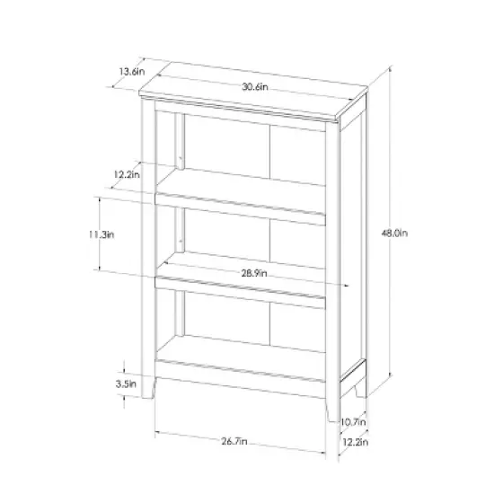 48" Carson 3 Shelf Bookcase - Threshold image {7}