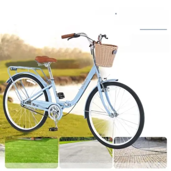 DSVIMOY 26 Inch Folding Lady Bike, Single Speed, Compact Design for Easy Storage and Commuting, Blue, 66.93"*25.2"*40.95" image {3}
