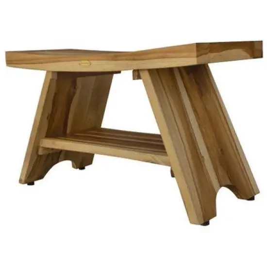 EcoDecors&reg; Serenity&reg; 35" Teak Wood Shower Bench with Shelf in EarthyTeak Finish image {12}