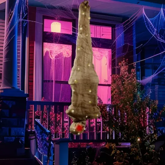 Joyfy 65" Halloween Hanging Cocoon Corpses Props Outdoor, Halloween Decoration Body Prop Corpses Skeleton with Lights&LED Eyes&Sound image {4}