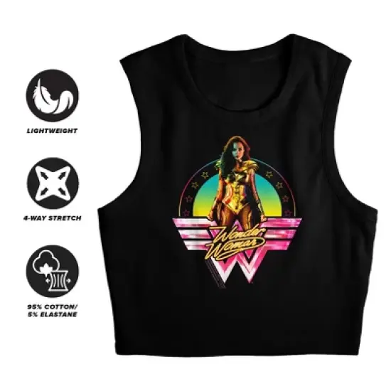 Women's Wonder Woman 84 Color Pop Sleeveless Crop Top Tank image {2}