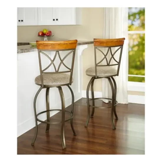 29" Carter Swivel Barstool Metal/Tan/Cherry - Powell Company image {8}