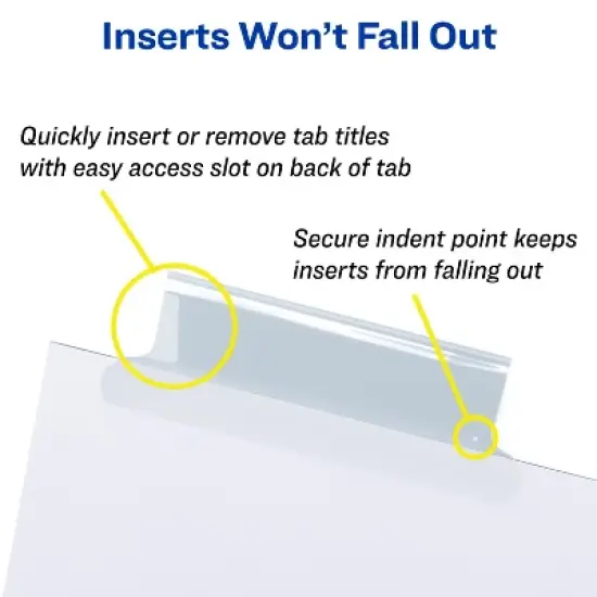 Avery 5 Tab Binder Dividers, White with Insertable Clear Big Tabs, 1 Set Pack, 8 Packs, 8 Sets Total (11122) image {2}