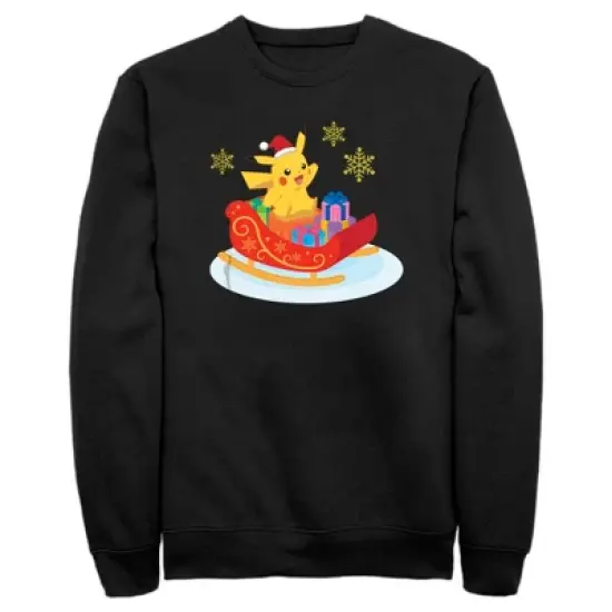 Men's Pokemon Christmas Pikachu Sleigh Sweatshirt image {3}