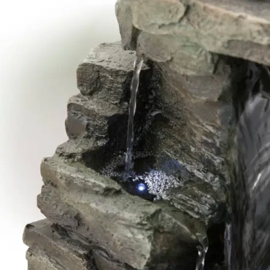 13" Resin Waterfall Tabletop Fountain with LED Lights Gray - Alpine Corporation image {6}