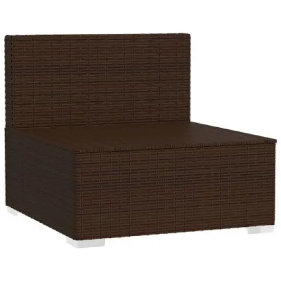 vidaXL Brown Patio Furniture Poly Rattan - Green Cushions -4 Seats image {3}