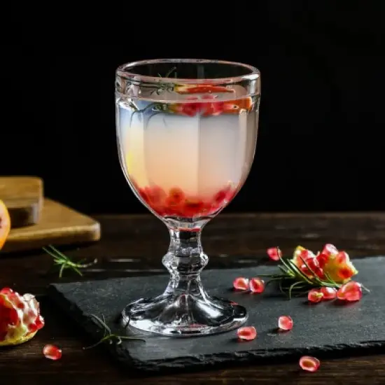 Slickblue Timeless European Glass Goblets - 10.2oz Set of 6, Artistic Embossed Design image {1}