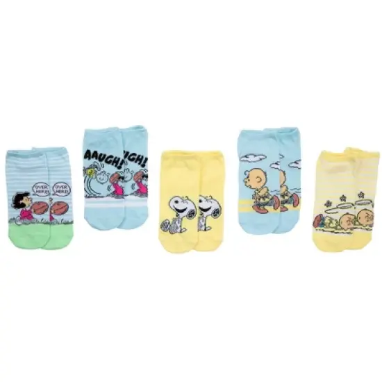 Womens Peanuts Striped No Show Socks 5-Pack image {1}