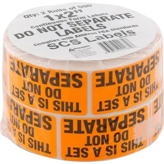 SCS Direct This is a Set Do Not Separate Shipping Labels - 1000 Fluorescent Orange (1" x 2") FBA Compliant Label Stickers (2 Rolls of 500) image {1}