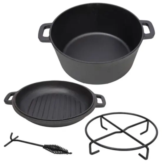 SEVOBAL Grill Cookware 3 in 1 Outdoor Oven with Skillet Lid for Versatile Campfire Cooking Use Area, Black, 12.5"*10.2"*6.2" image {5}