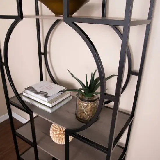 68.25" Vikrin 5 Tier Bookshelf Natural/Black - Aiden Lane image {5}