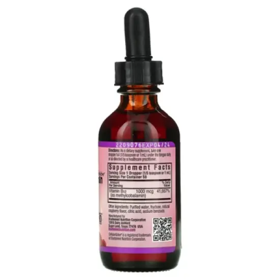 Bluebonnet Nutrition Liquid CelluarActive Methylcobalamin Vitamin B12, Raspberry, 1,000 mcg, 2 fl oz (59 ml) image {1}