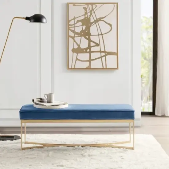 Secor Upholstered Accent Bench with Metal Base - Martha Stewart image {1}