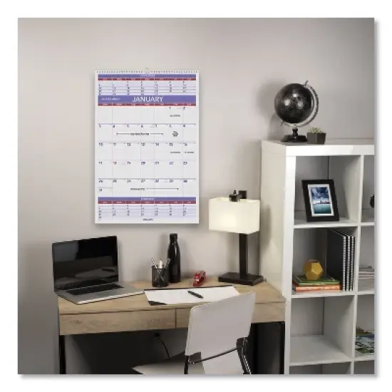Three-Month Wall Calendar, 15.5 x 22.75, White Sheets, 12-Month (Jan to Dec): 2026 image {3}