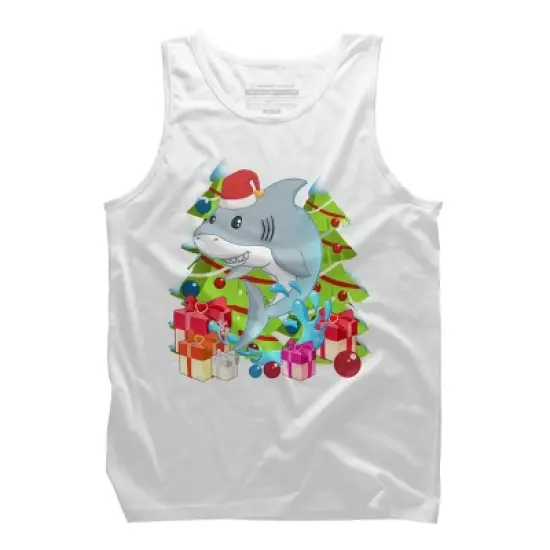 Men's Design By Humans Funny Santa Shark Christmas T-Shirt By thebeardstudio Tank Top image {6}