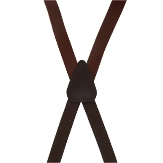 CTM Men's Smooth Coated Leather Slim Width Suspenders with Metal Swivel Hook Ends image {2}