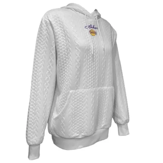 NBA Los Angeles Lakers Women's Long Sleeve Crusive Textured White Hooded Sweatshirt image {2}