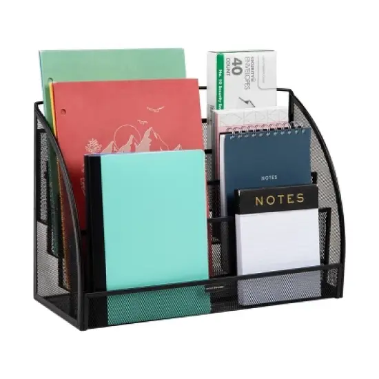 4 Tier Mesh Document Holder Black - Mind Reader: Metal Desk Organizer for Office Supplies & Organization image {8}