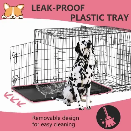 FDW Extra Large Dog Crate Dog Kennel Cage with Double Door,48 inch Folding Metal Wire Dog Cage with Removable Tray&divide;r Panel,Pet Crate for Large image {4}