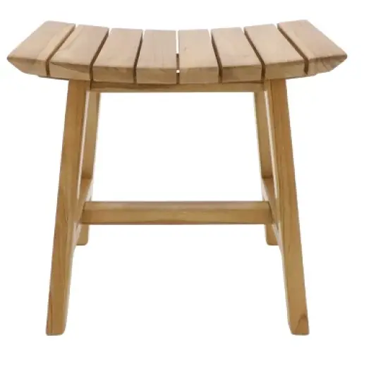Nordic Teak Natural Shower and Bath Slatted Stool - Beige image {2}