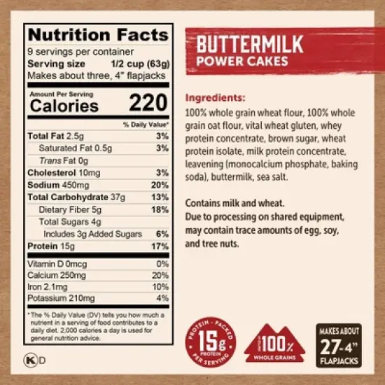 Kodiak Protein-Packed Flapjack & Waffle Mix Buttermilk - 20oz image {1}