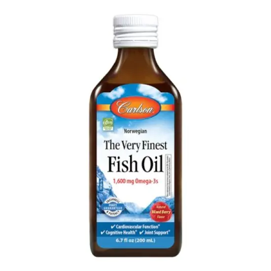 Carlson - The Very Finest Fish Oil, 1600 mg Omega-3s, Norwegian, Wild Caught, Sustainably Sourced, Mixed Berry, 200 mL (6.7 Fl Oz) image {2}
