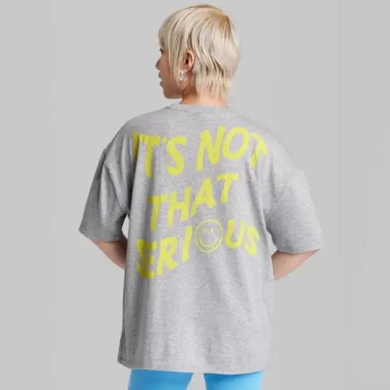 Women's Oversized Not Serious Graphic T-Shirt - Wild Fable&trade; Gray image {2}