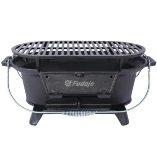 SEVOBAL Outdoor Grills, Griddles and Smokers Oval Cast Iron Hibachi Grill, Portable Charcoal Grill for Outdoor Cooking, Black, 20.7"*13"*10.6" image {1}