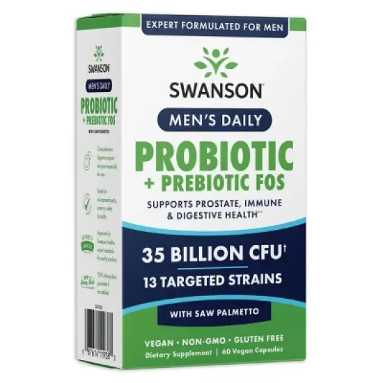 Swanson Men's Daily Probiotic + Prebiotic FOS, 60 Vegan Capsules image {6}