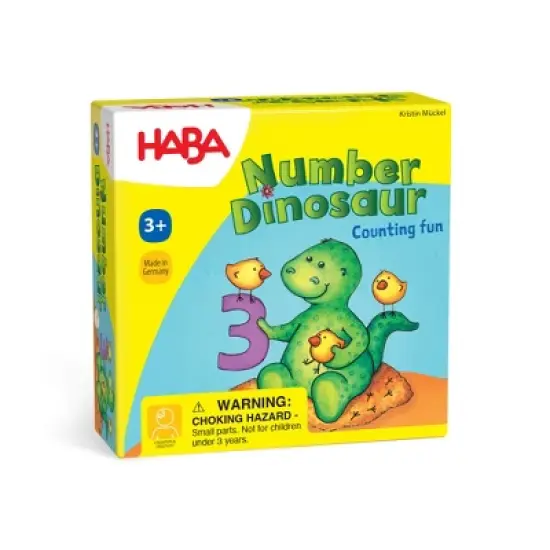 HABA Number Dinosaur Game - Mini Counting Travel Game for Kids Ages 3-8, Educational Preschool Learning Toy with Wooden Dinosaur and Tiles image {4}