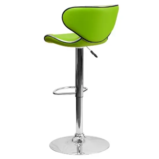 Flash Furniture Contemporary Cozy Mid-Back Vinyl Adjustable Height Barstool with Chrome Base image {2}