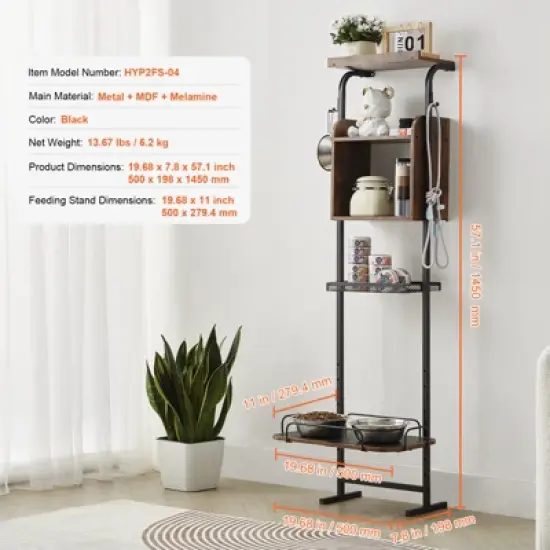 VEVOR Pet Feeding Station with Storage, Elevated Dog Bowls, Raised Dog Bowl Stand, Dog Food Storage and Feeder Station with Storage Shelves image {7}