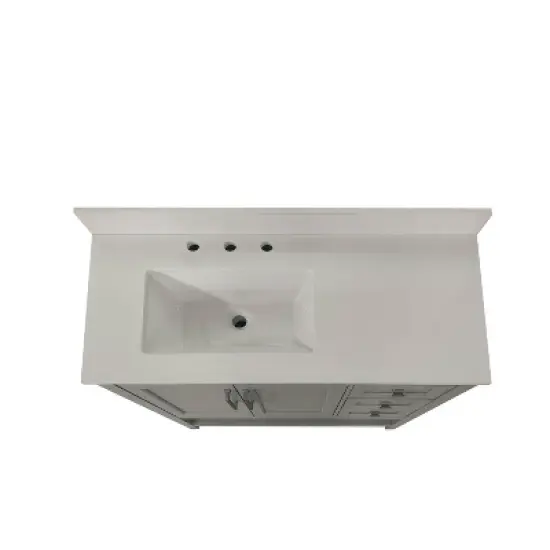 Merrick Lane Bathroom Vanity with Ceramic Sink, Carrara Marble Finish Countertop, Storage Cabinet with Soft Close Doors, Open Shelf and 3 Drawers image {9}