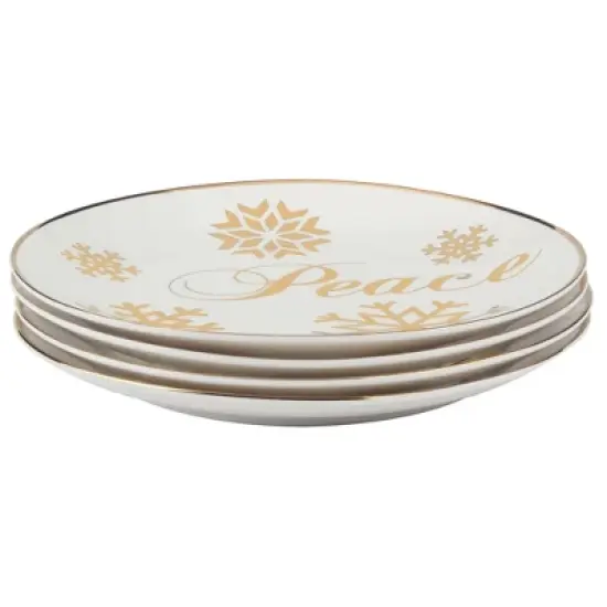 Certified International Set of 4 Christmas Glitter Salad Plates Gold image {1}
