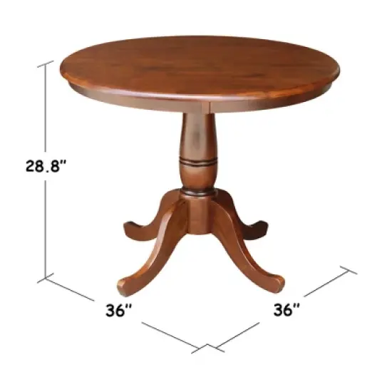 36" Round Top Pedestal Dining Table Brown - International Concepts image {1}