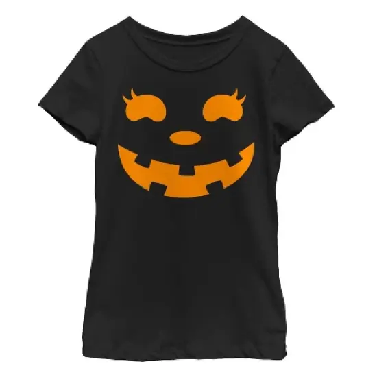 Girl's CHIN UP Halloween Jack o' Lantern Face T-Shirt image {4}