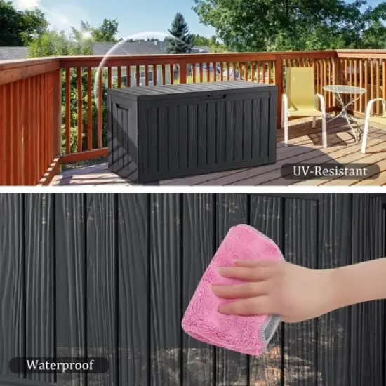 Decksplore 80 Gallon Deck Box Indoor/Outdoor Storage Box  Space-Saving All-Weather image {14}