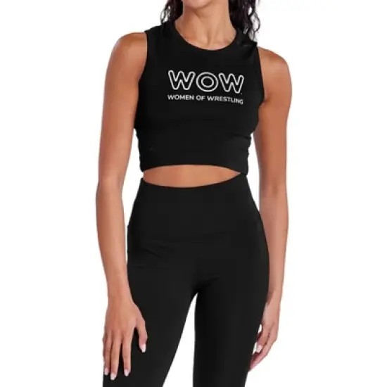Women's Women of Wrestlingsingle Color Logo Sleeveless Crop Top Tank image {5}