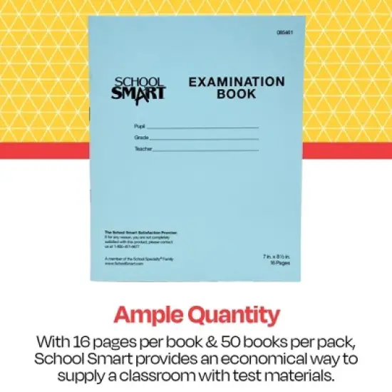 School Smart Examination Blue Books, 7 x 8-1/2 Inches, 16 Pages, Pack of 50 image {4}