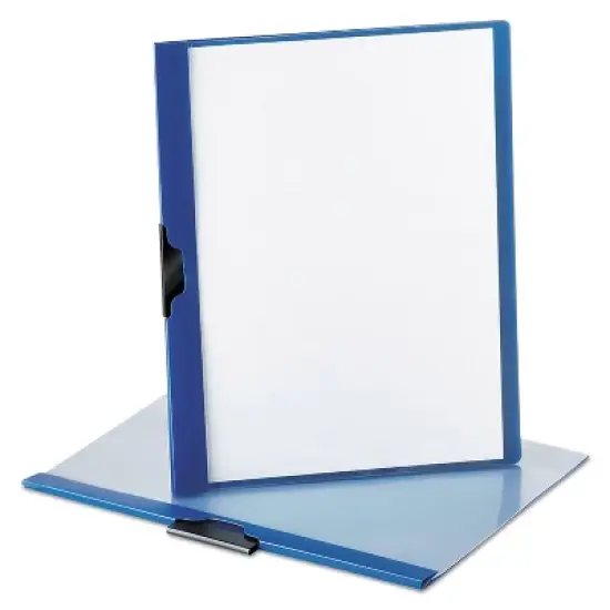 Oxford Polypropylene No-Punch Report Cover Letter Clip Holds 30 Pages Clear/Blue 52002 image {1}