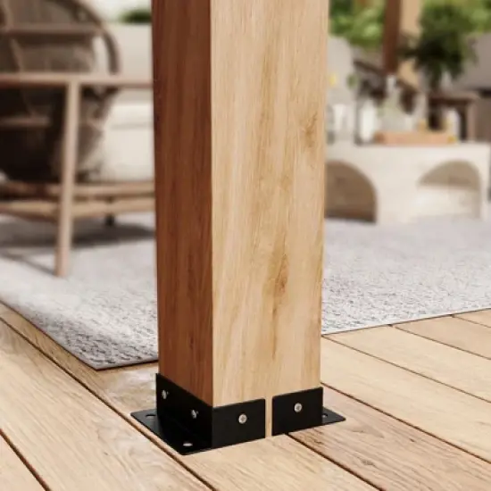 Pergola, Wooden Pergola - 10x10 FT Cedar Wood with Retractable Oxford Fabric Roof, Outdoor Patio Canopy Gazebo with Shade image {5}