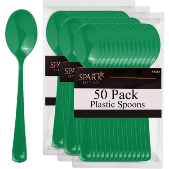 Plastic Spoons Disposable 50 Pack, Heavy Duty Plastic Silverware, Plastic Cutlery Ideal for Hot and Cold Food, Plastic Utensils - SparkSettings image {8}