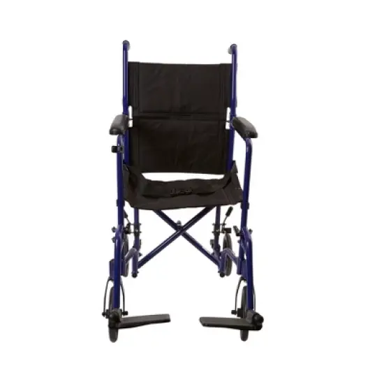 McKesson Transport Chair, Lightweight Aluminum - Blue, 300 lbs Capacity, 1 Count image {1}
